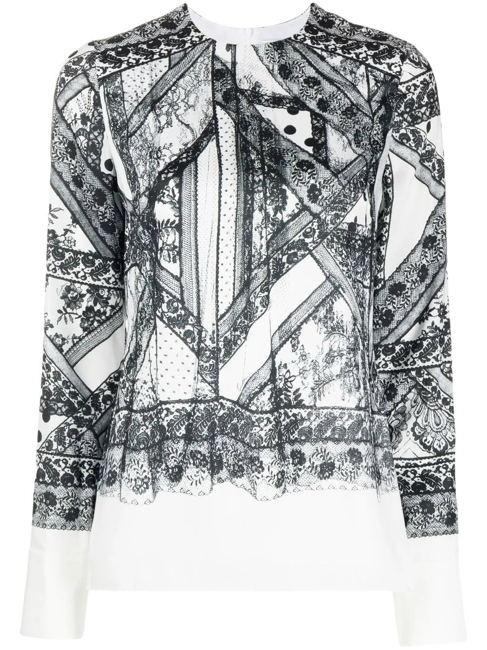 Tara Lace-Trim Long-Sleeve Top