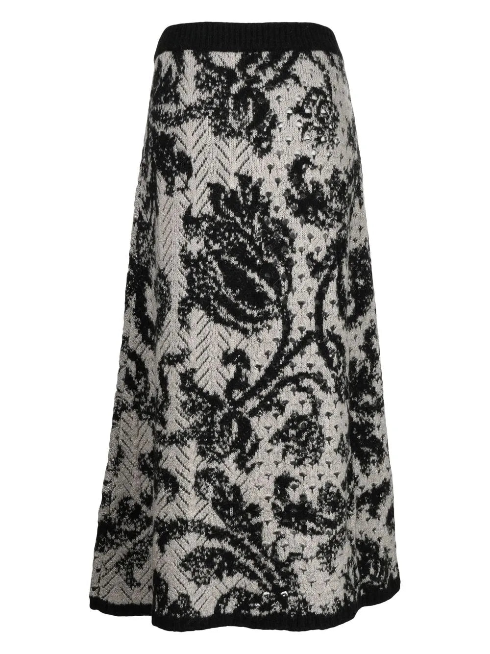Jacquard High-Waist Midi Skirt
