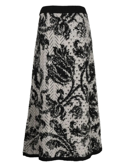 Jacquard High-Waist Midi Skirt