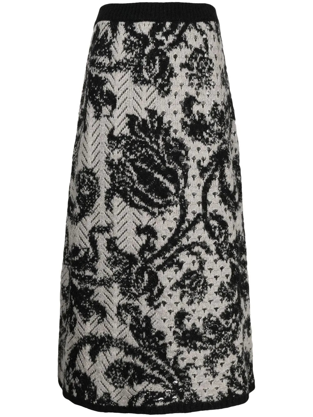 Jacquard High-Waist Midi Skirt