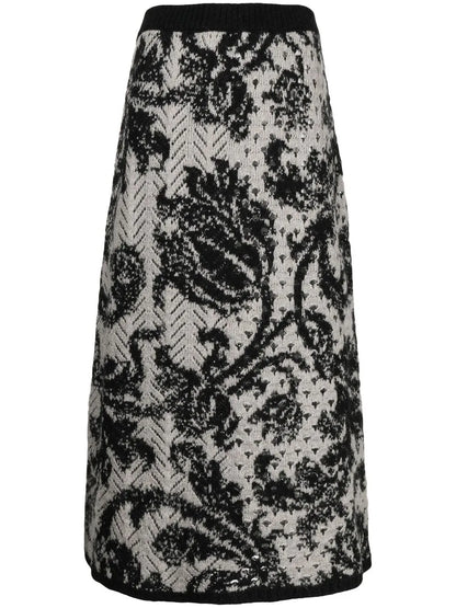 Jacquard High-Waist Midi Skirt