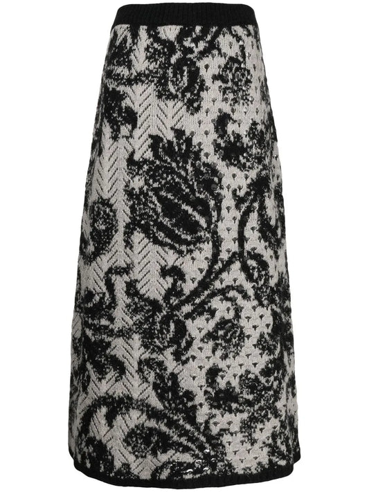 Jacquard High-Waist Midi Skirt