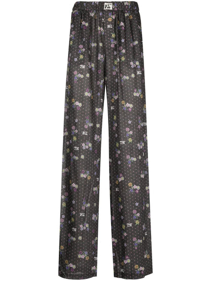Mix-Print Wide-Leg Trousers