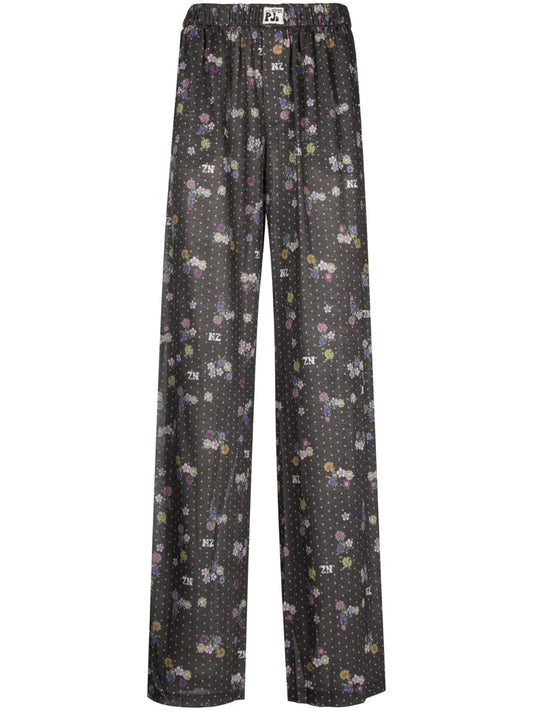 Mix-Print Wide-Leg Trousers