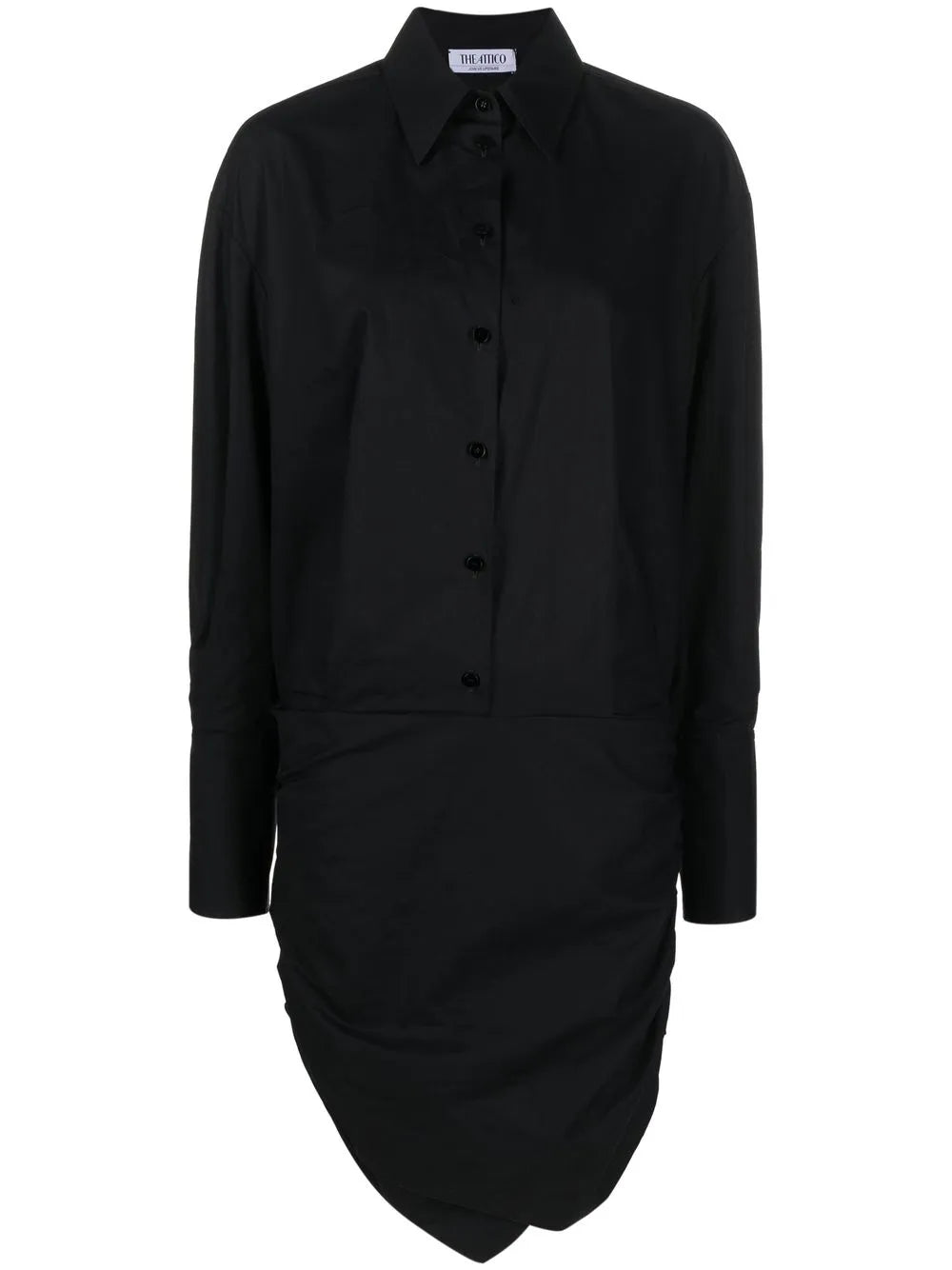 Asymmetric-Hem Shirt Dress