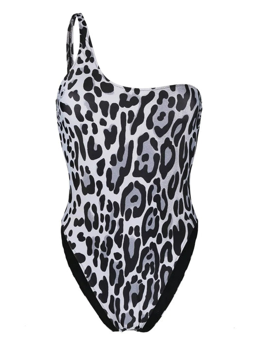 Leopard-Print One-Shoulder Swimsuit