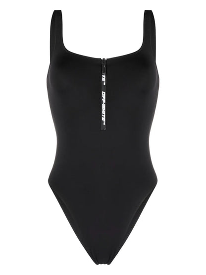 Logo-Print Zip-Up Swimsuit