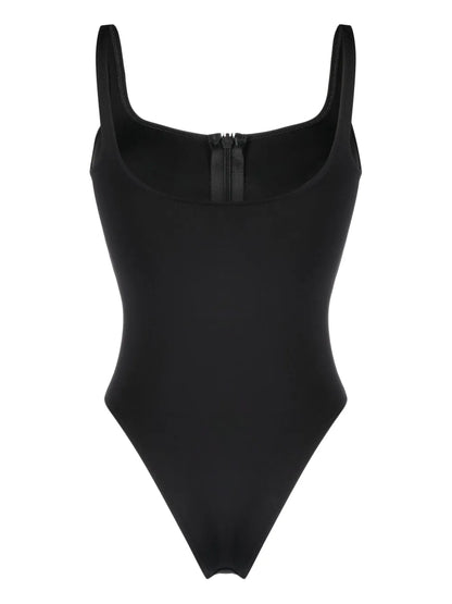 Logo-Print Zip-Up Swimsuit