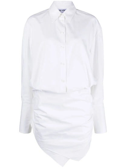 Ruched-Front Shirtdress