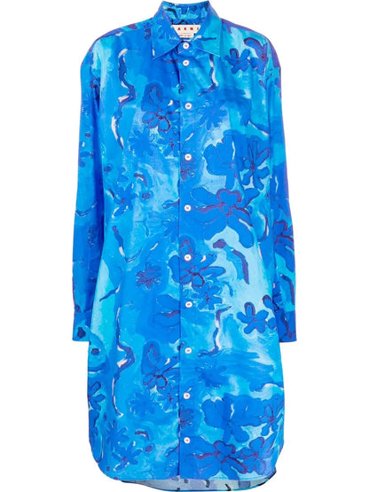 Floral Pattern Shirt Dress
