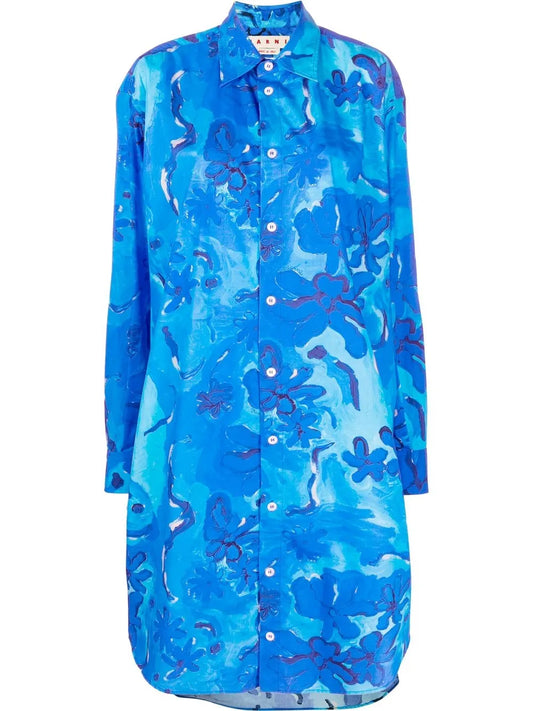 Floral Pattern Shirt Dress