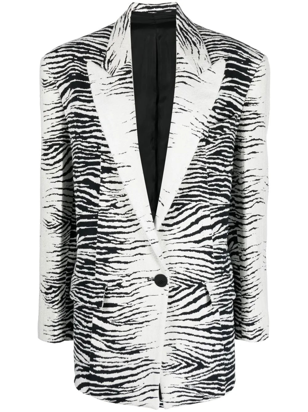 Zebra-Print Single-Breasted Blazer