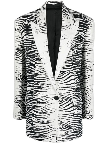 Zebra-Print Single-Breasted Blazer