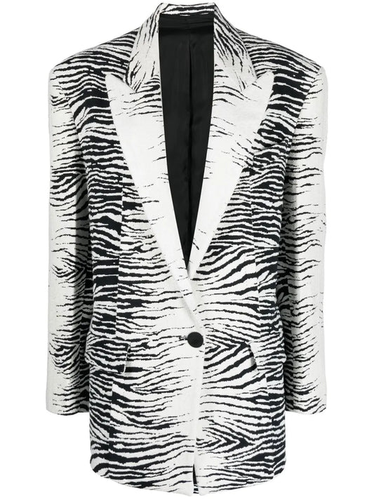 Zebra-Print Single-Breasted Blazer
