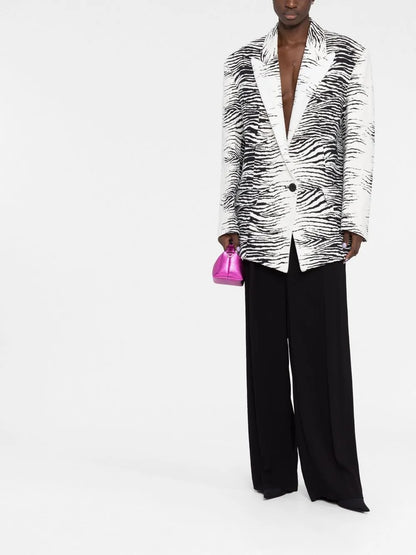 Zebra-Print Single-Breasted Blazer