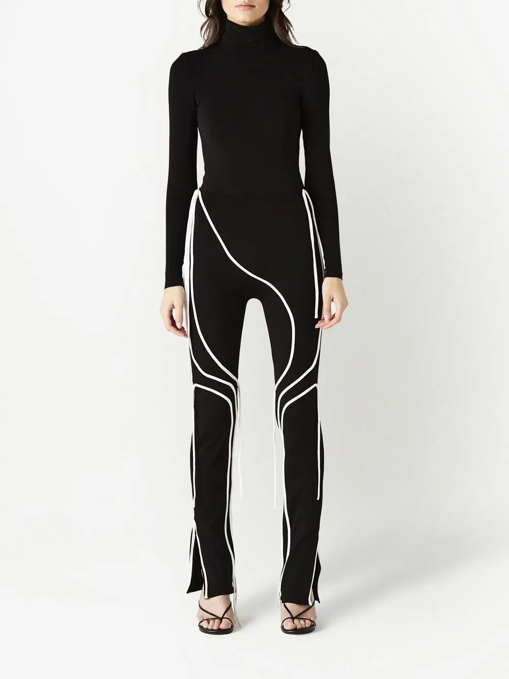 Contrast-Trim Flared Trousers