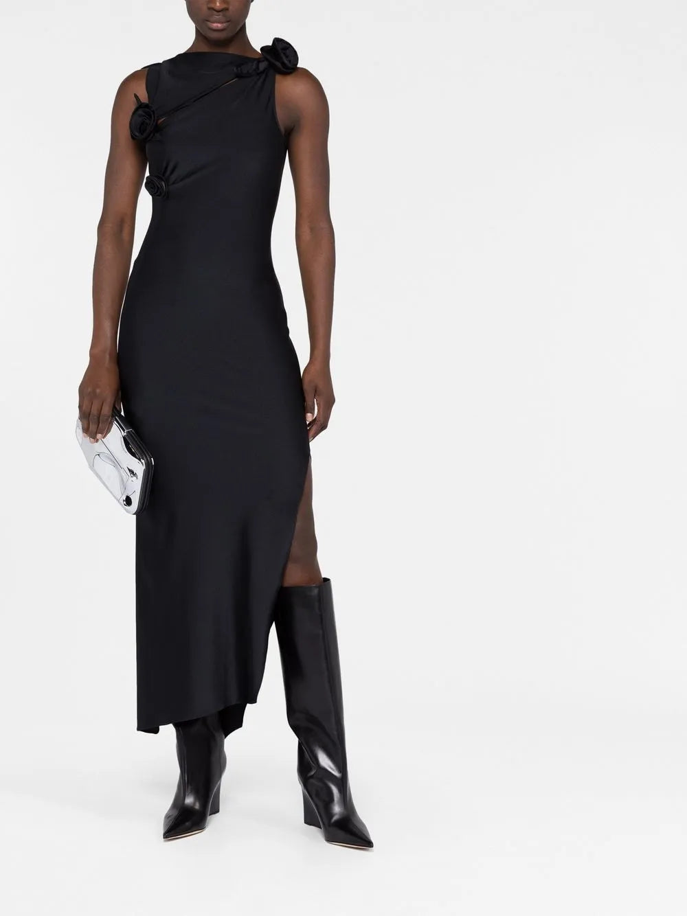 Floral-Appliqué Maxi Dress