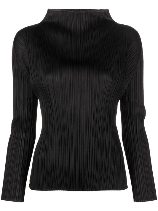 High-Neck Pleated Top