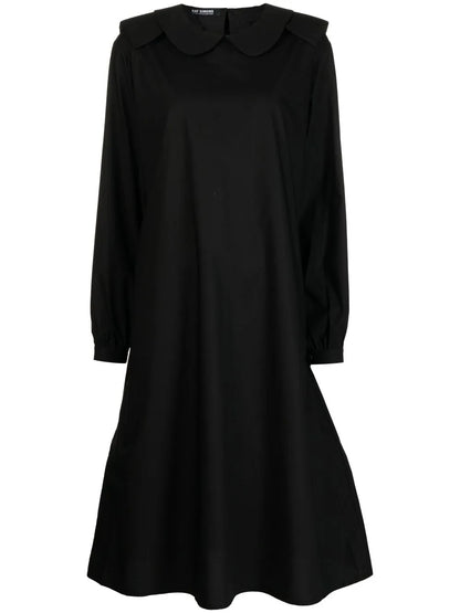 Rounded-Collar Midi Dress