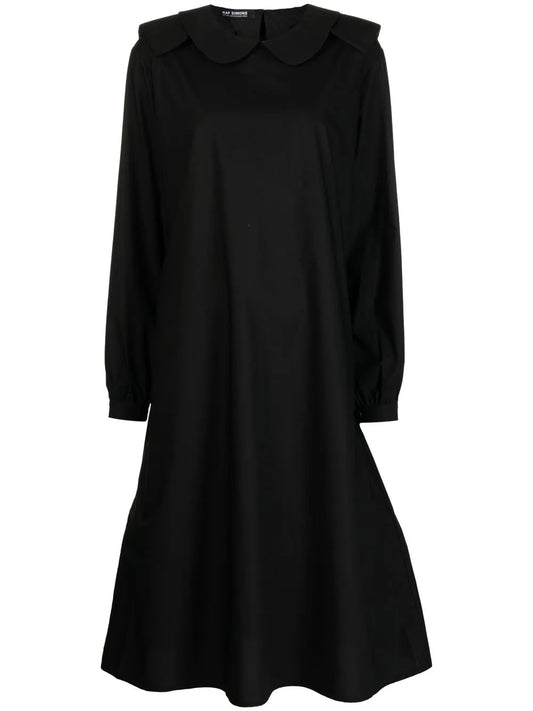 Rounded-Collar Midi Dress
