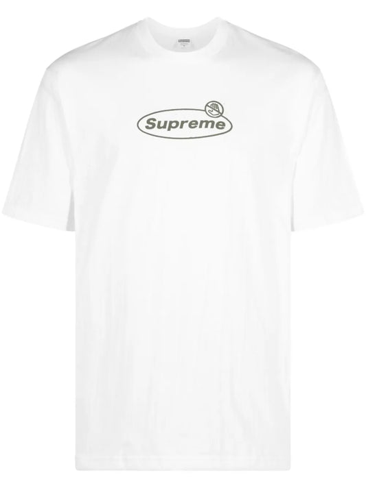 Warning Logo-Print Cotton T-Shirt
