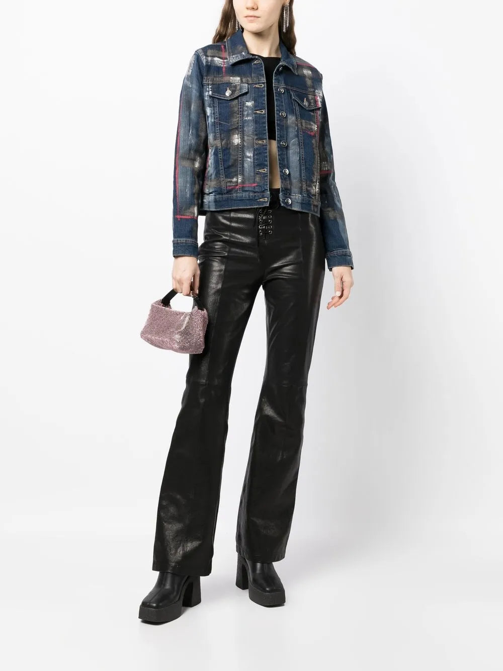 Barbara Paint Splatter-Print Denim Jacket
