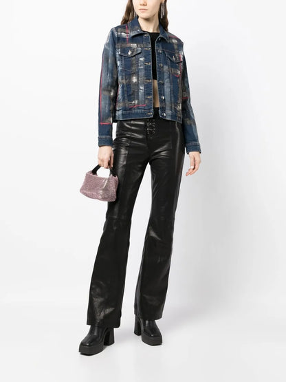 Barbara Paint Splatter-Print Denim Jacket