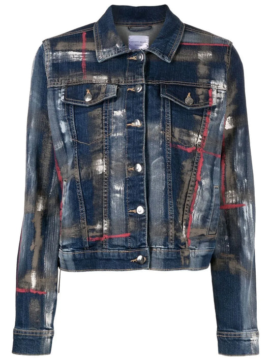 Barbara Paint Splatter-Print Denim Jacket