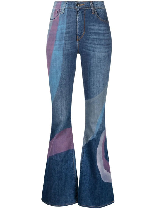 Anita Swirl-Print Flared Jeans