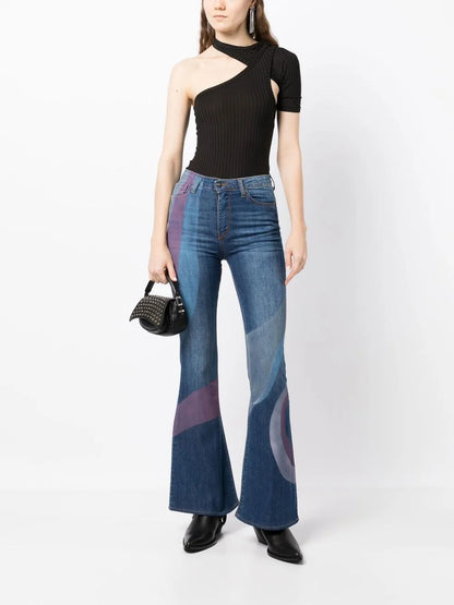 Anita Swirl-Print Flared Jeans