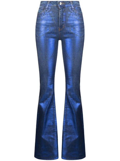 Metallic-Effect Laminated Jeans