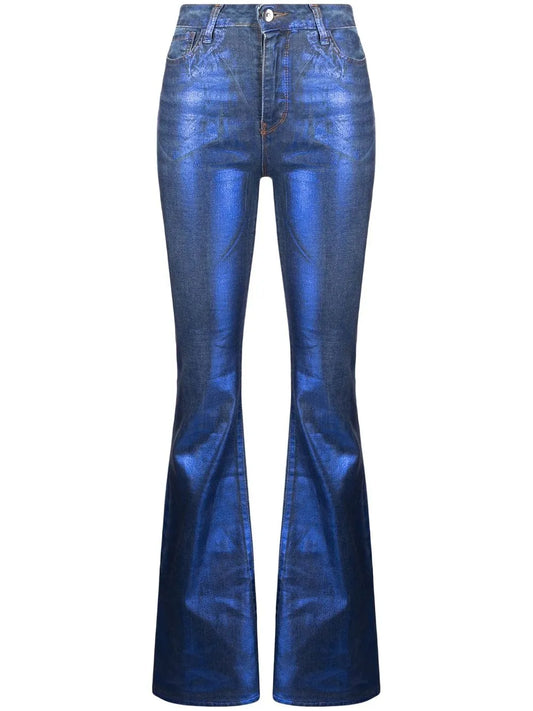 Metallic-Effect Laminated Jeans