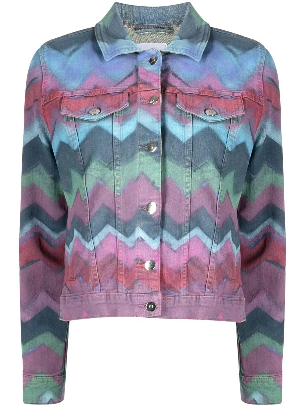 Zigzag-Print Denim Jacket