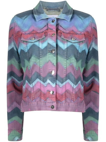 Zigzag-Print Denim Jacket