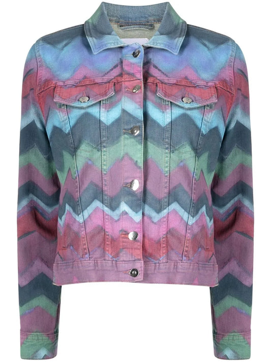 Zigzag-Print Denim Jacket