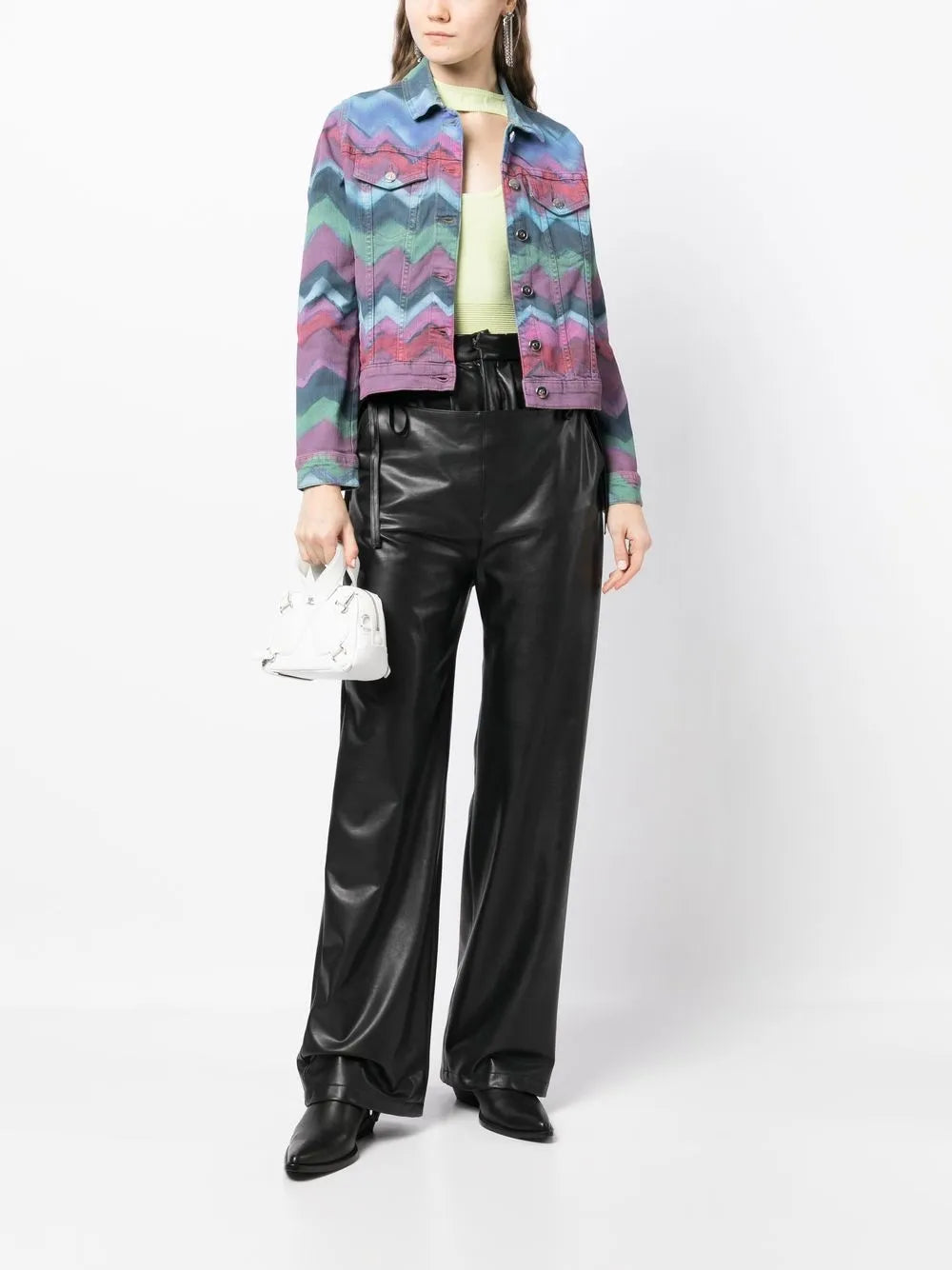 Zigzag-Print Denim Jacket