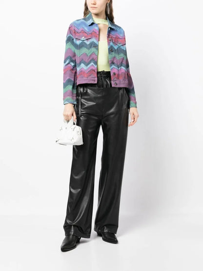 Zigzag-Print Denim Jacket
