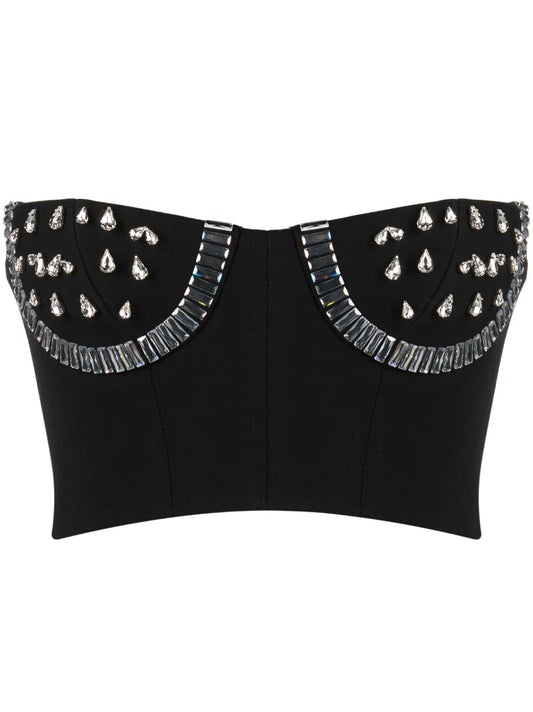 Crystal-Embellished Bustier Top
