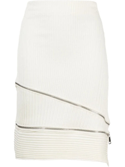 Ribbed Asymmetric Midi Skirt