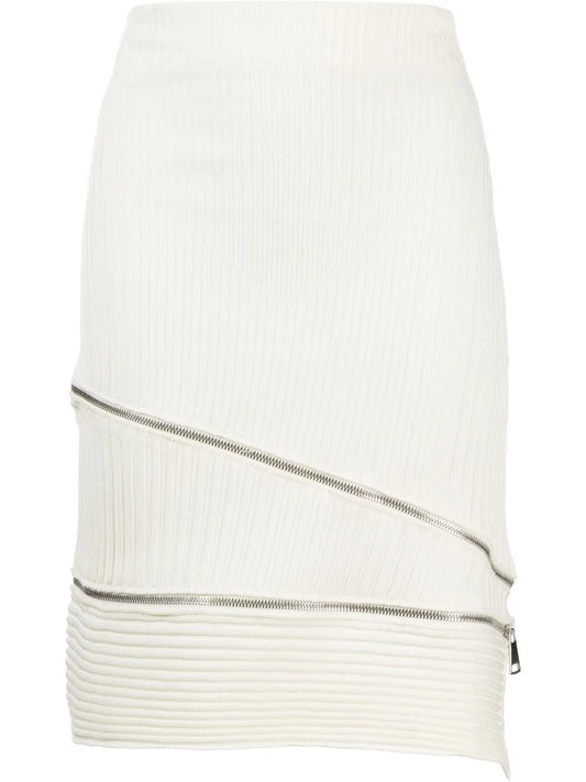 Ribbed Asymmetric Midi Skirt