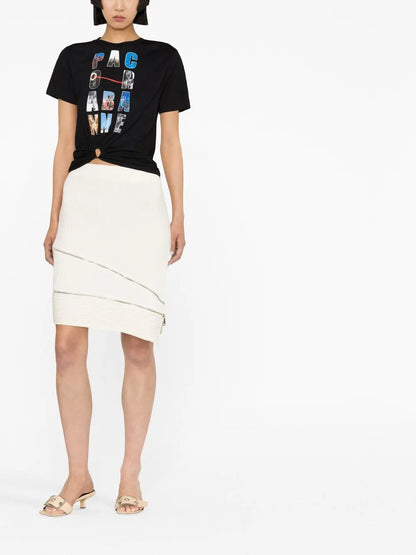 Ribbed Asymmetric Midi Skirt