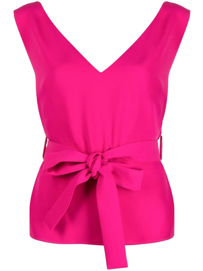 Tie-Waist Sleeveless Blouse