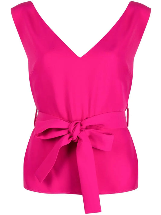 Tie-Waist Sleeveless Blouse