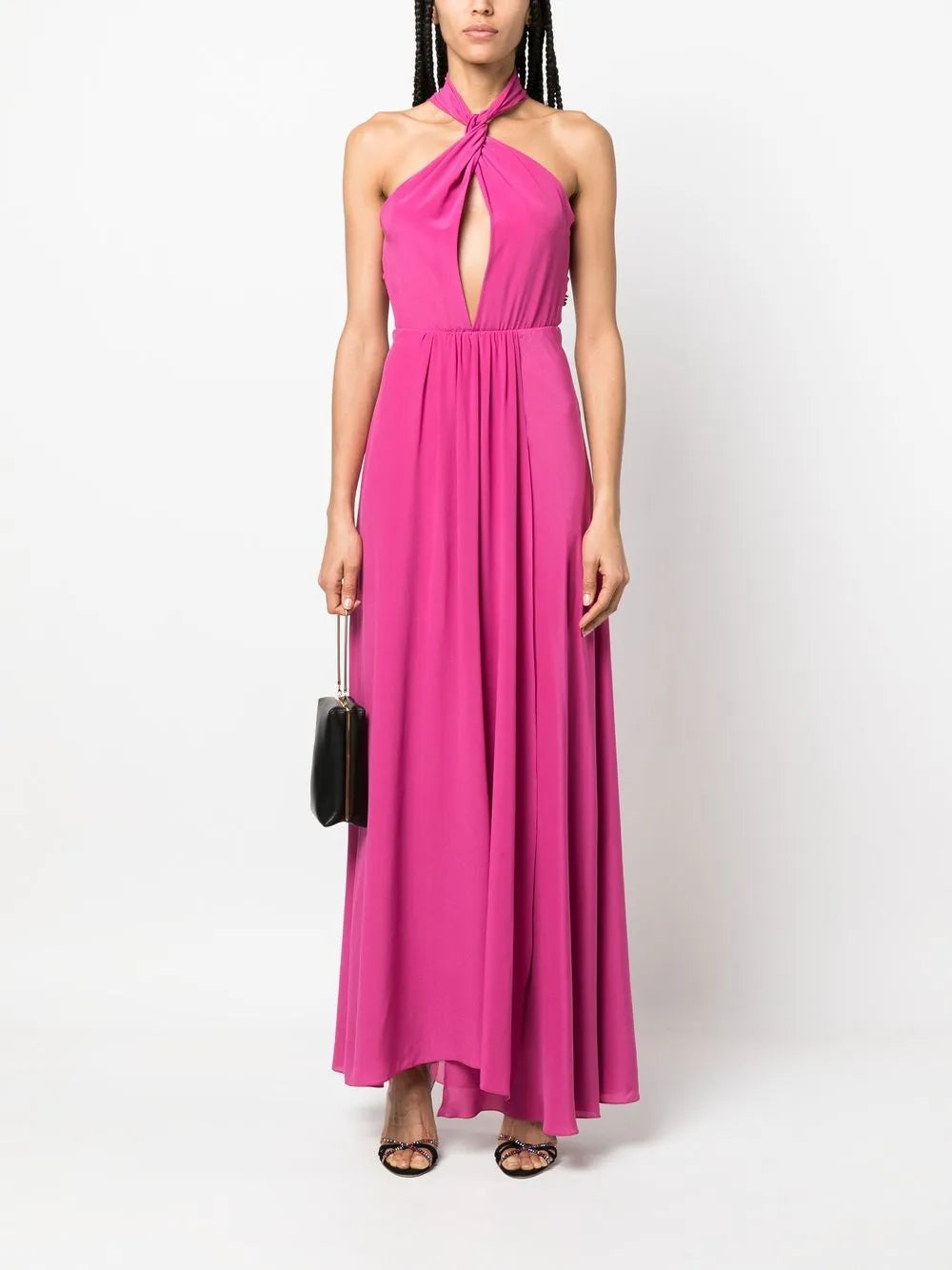 Long Cut-Out Silk Dress