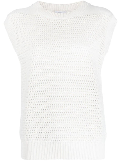 Honeycomb-Knit Crew-Neck Vest