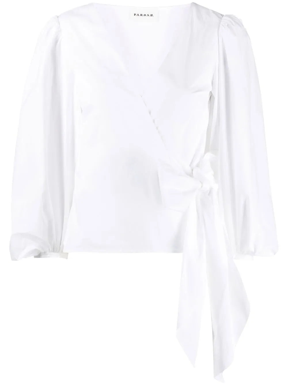 Side-Tie Crop-Sleeve Blouse