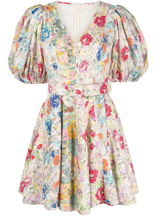 Clover Floral-Print Minidress