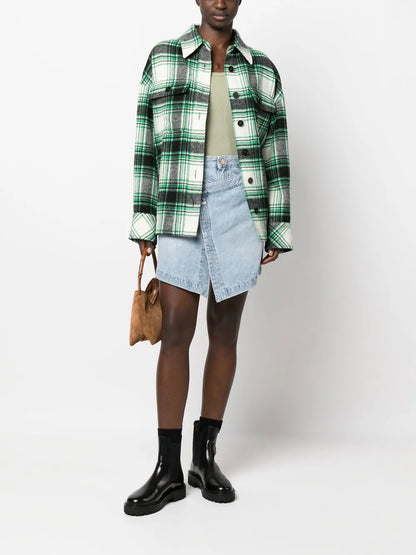 Wrap-Design Denim Miniskirt