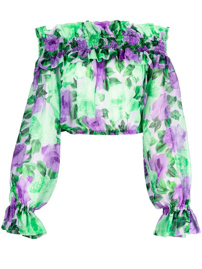 Floral-Print Off-Shoulder Blouse