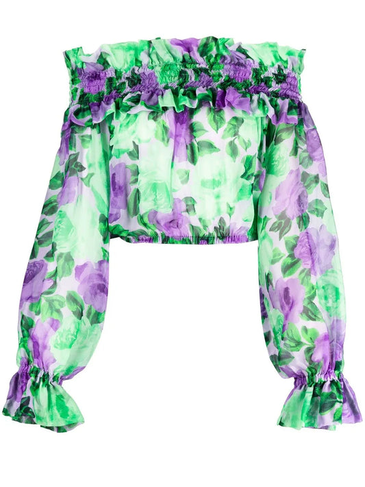 Floral-Print Off-Shoulder Blouse